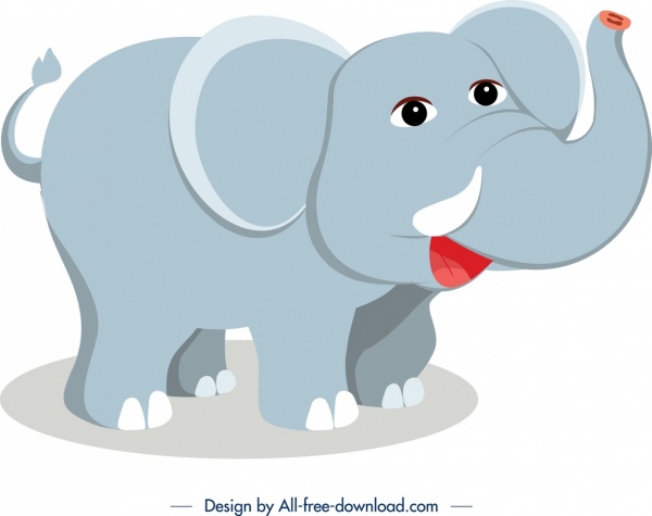 大象動物圖示可愛的卡通設計