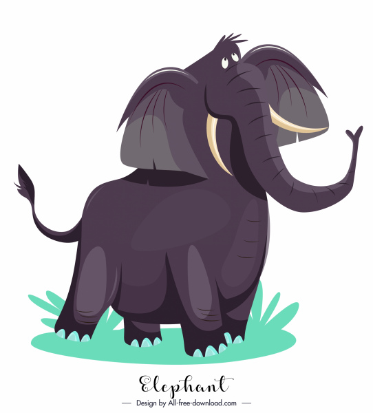 elefanten-ikone niedliche cartoon-skizze farbiges design