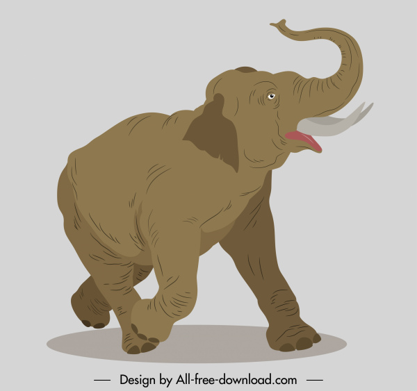 ikon gajah desain retro sketsa handdrawn dinamis
