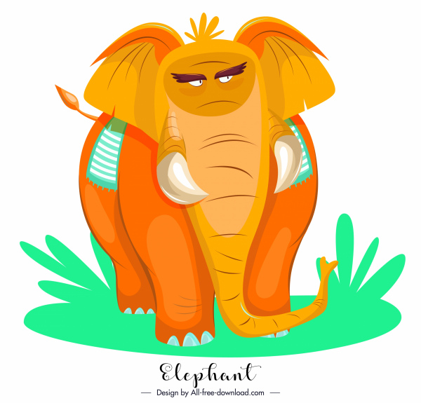 éléphant peinture dessin animé croquis orange Design