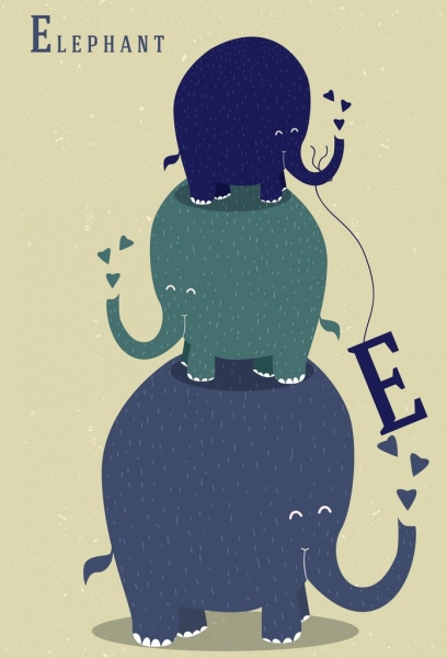 Gajah latar belakang lucu lucu ikon tumpukan desain