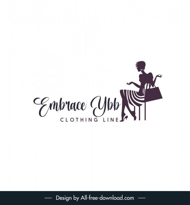 Embrace Ybb Logotype Woman Silhouette Sketch Texts Decor