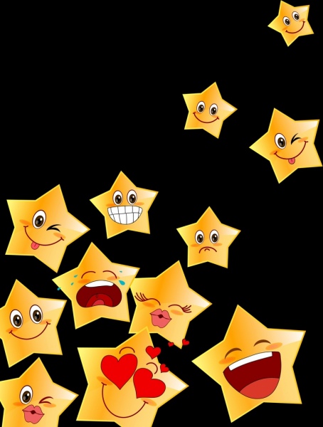 Emoticon bộ sưu tập dễ thương ngôi sao màu vàng biểu tượng