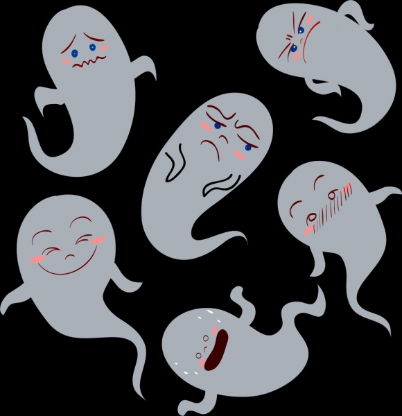 emoticon coleção fantasma ícones engraçados desenho