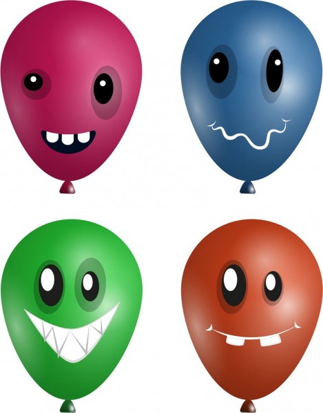 Emoticon imposta icone di palloncini colorati
