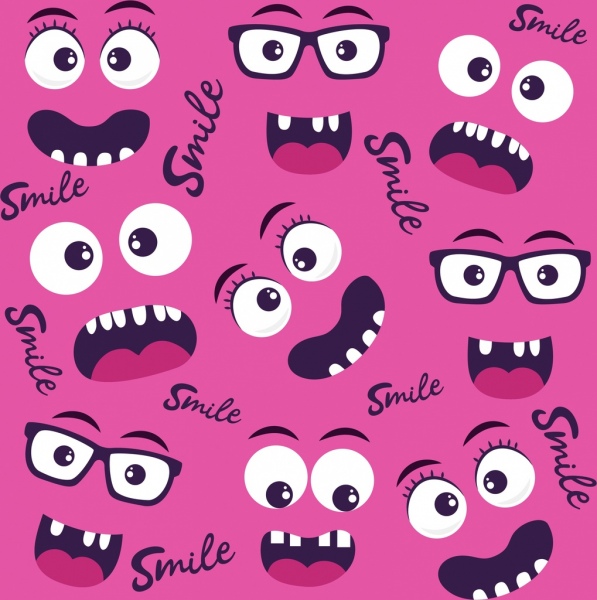 emosi wajah latar belakang lucu desain berbagai emoticon