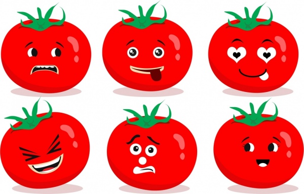 la décoration des icônes tomate rouge émotive face