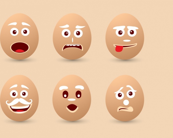 collezione di icone decorazione facce emotivo uova scure