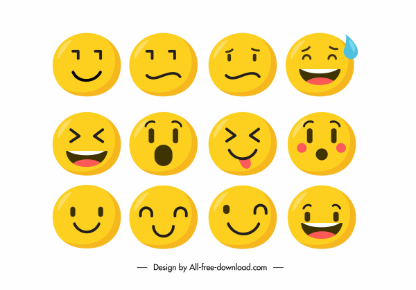 ícones emocionais bonito círculo amarelo rostos esboço
