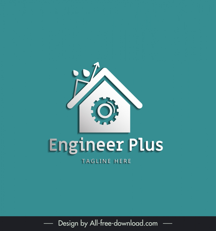 Ingeniero Plus Plantilla de logotipo House Shape Gear Boceto