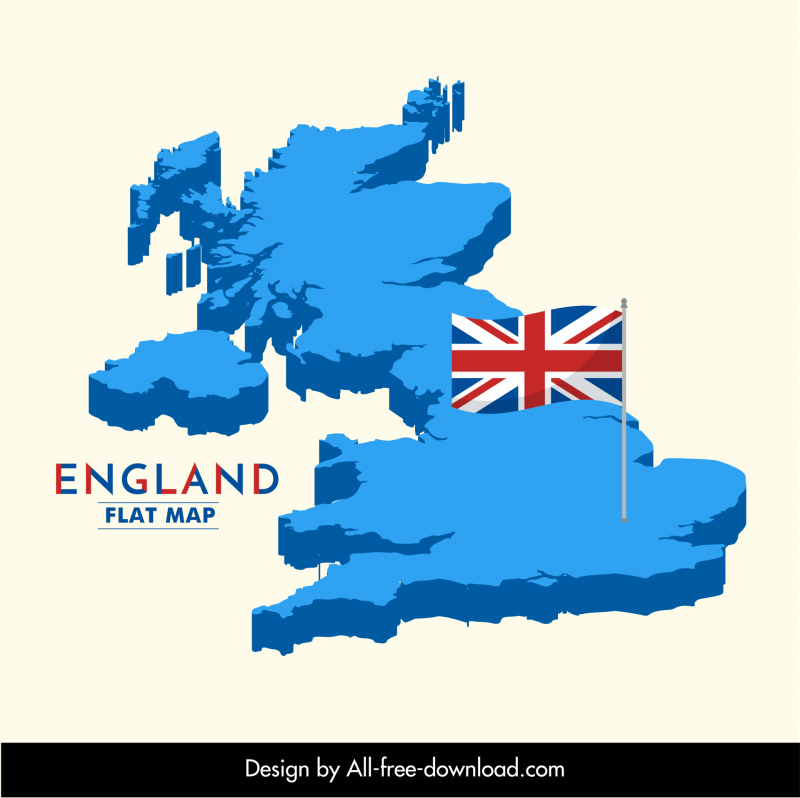 Plantilla de banner de mapa de Inglaterra Boceto 3D Decoración de la bandera