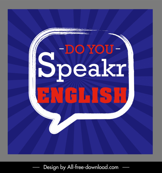 spanduk pendidikan bahasa Inggris datar teks pidato gelembung dekorasi