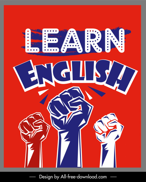 English Learning Poster Arms Fists Sketch