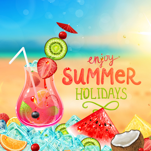 Enjoy Tropical Summer Holidays Backgrounds Vector