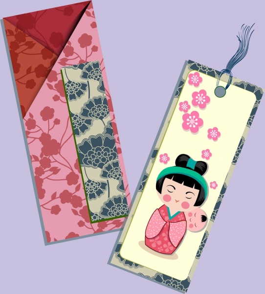 Plantilla de tarjeta clásica japonesa envuelven elementos de diseño decoracion