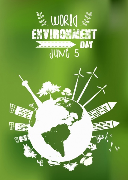окружающей среды баннер Зеленый глобус иконы круг макета