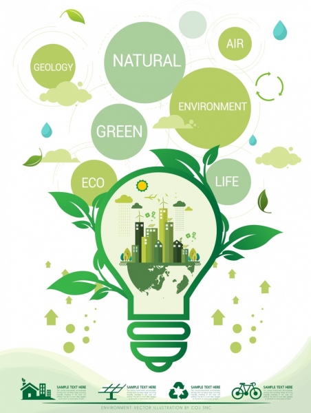 окружающей среды баннер зеленая лампочка лист иконы круги декор