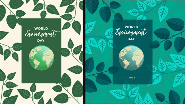 Template banner Hari Lingkungan Hidup Globe meninggalkan ikon dekorasi