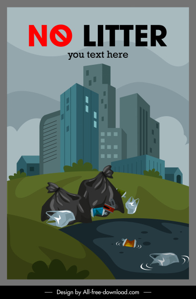 Environment Poster Garbage Pollution Sketch Modern Design