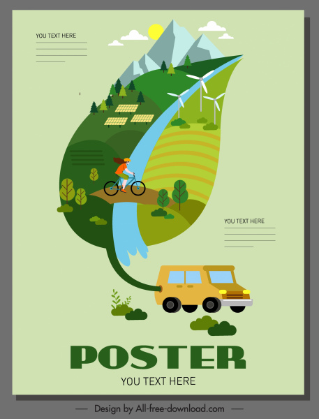 окружающая среда плакат шаблон сельских сцены лист макет
