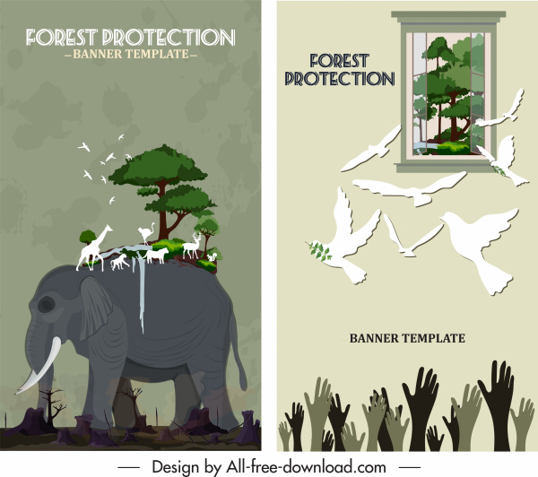 환경 보호 배너 손상 자연 기호 스케치