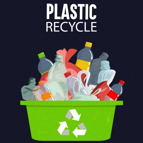 ambiente banner riciclare segno plastica spazzatura icone