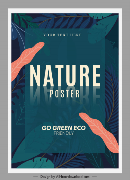 Plantilla de póster ambiental deja boceto oscuro diseño clásico