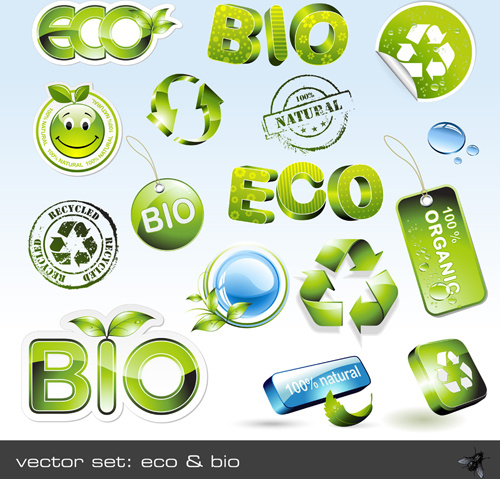 環境保護と環境要素のアイコン ベクトル
