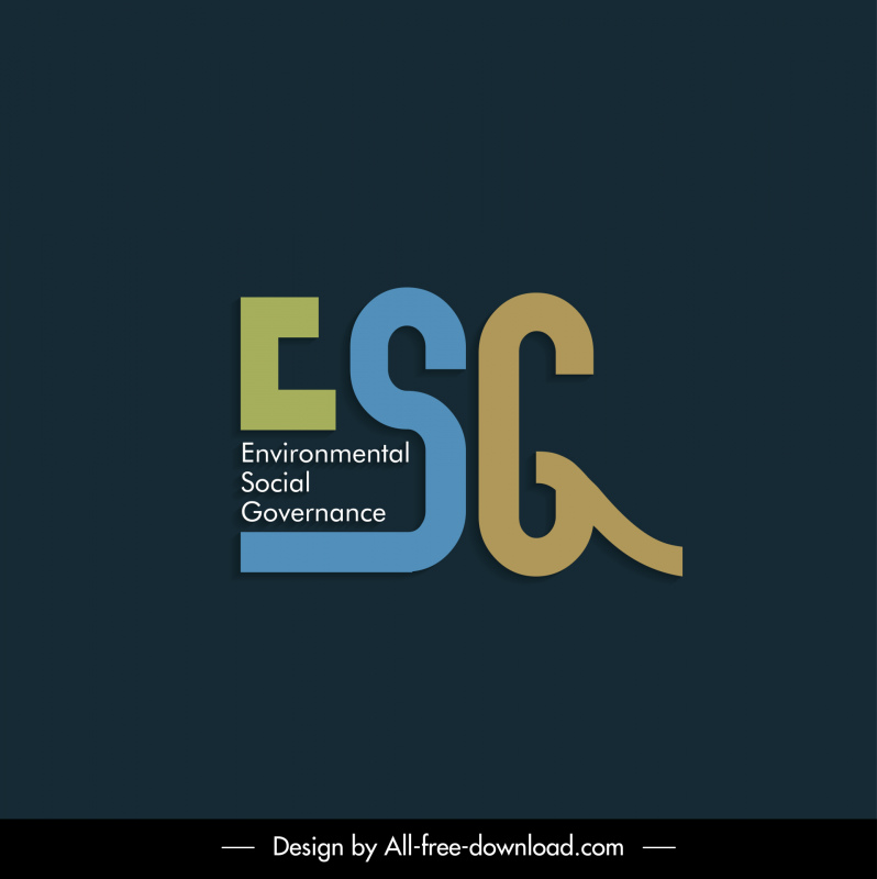 esg logotype แบนมืดเก๋ไก๋ข้อความตกแต่ง