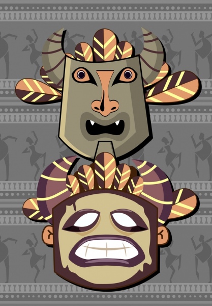 origine ethnique masques effrayants icônes décor