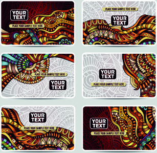 Ethnic Decorative Style Cards Vector Graphics