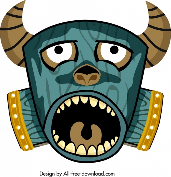 máscara étnica ícone rosto assustador desenho colorido ornamento