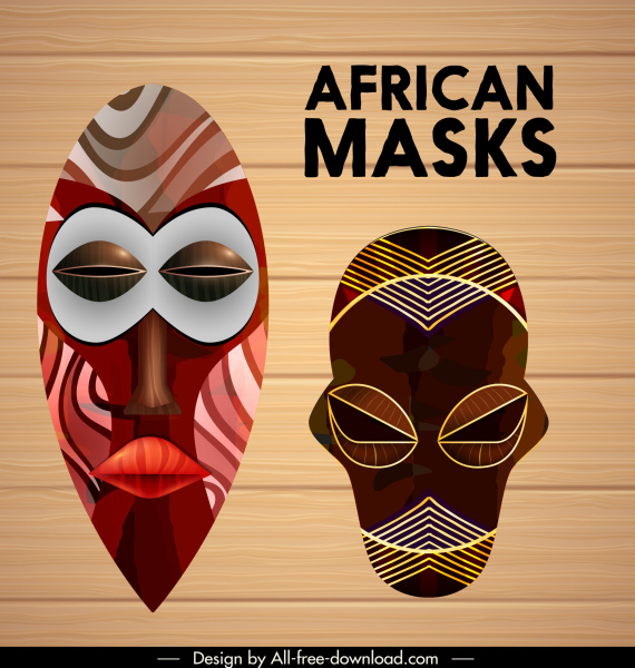 ethnische Maske Vorlagen bunte erschreckend symmetrische Design