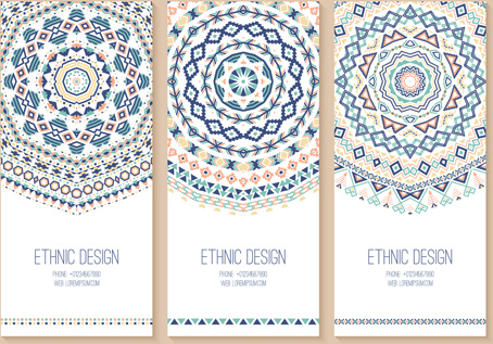 vectores de diseño de tarjetas de patrón étnico