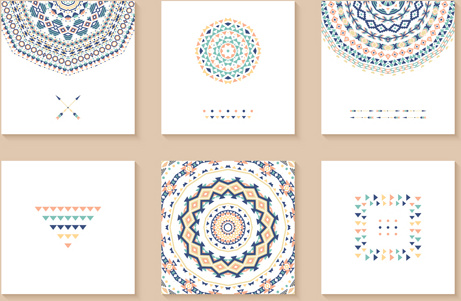 etnik desen kartları tasarımı vektörel çizimler