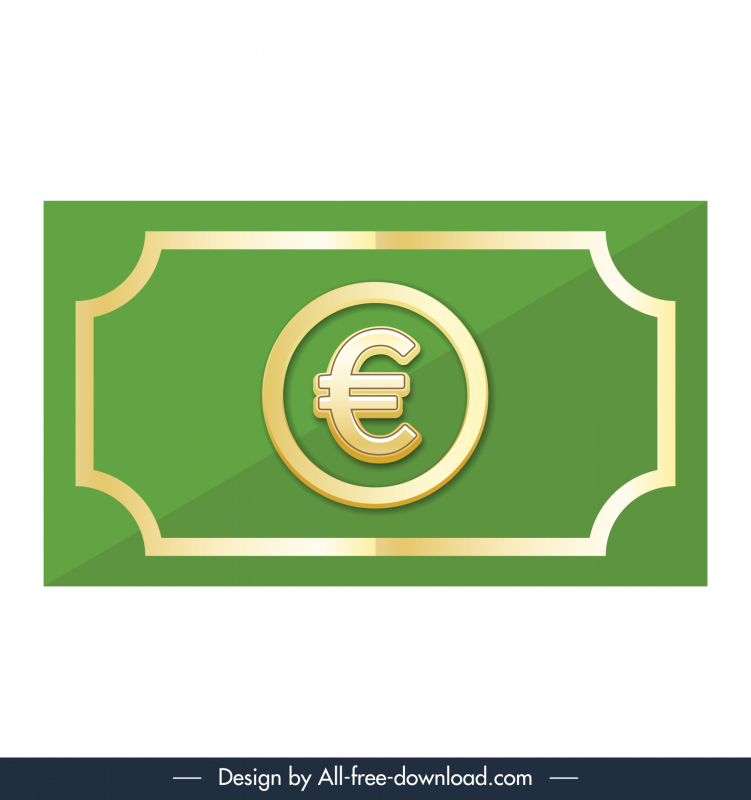 Ikon Euro Cash Sketsa Datar Mengkilap