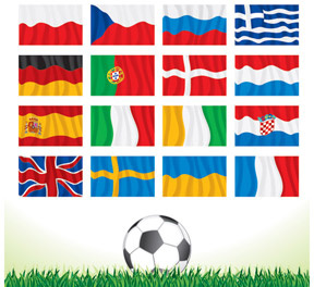 Euro cup12 que todos os equipe bandeiras vector