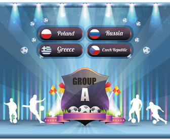 Euro12 Group A Shield Poster Template Vector