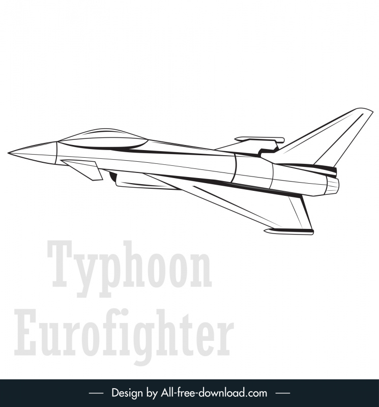 Logotipo del Eurofighter Typhoon Jet Negro Contorno blanco