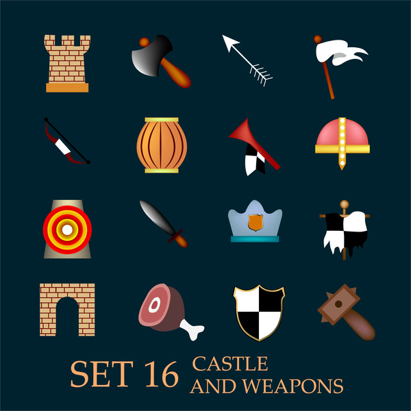 ícones de armas e Castelo de Europa