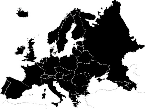Bản đồ châu Âu. Hồ sơ thiết kế các vector.