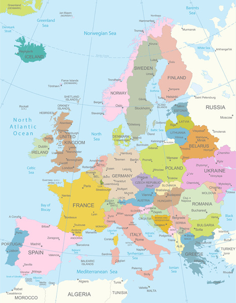Mapa de Europa Diseño de vectores