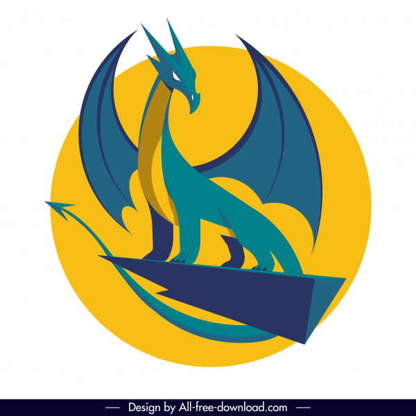 европейский дракон значок классический 3d эскиз