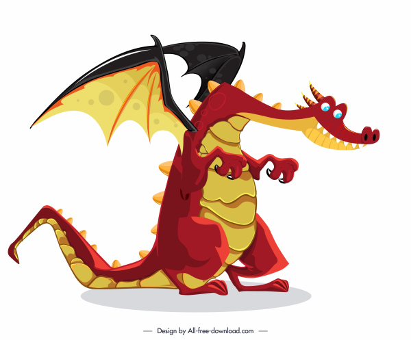 ícone europeu do dragão esboço engraçado do personagem dos desenhos animados