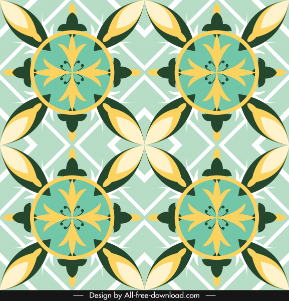 patrón europeo clásico simétrico pétalos planos boceto