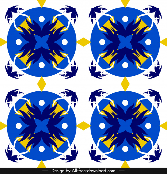 Eropa pola template warna-warni retro simetris dekorasi datar