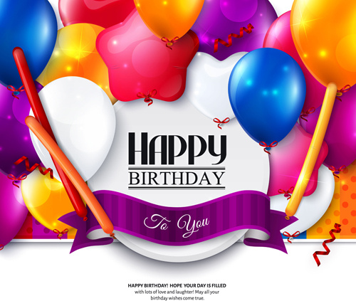 tarjeta de cumpleaños exquisito con el vector de globos de colores