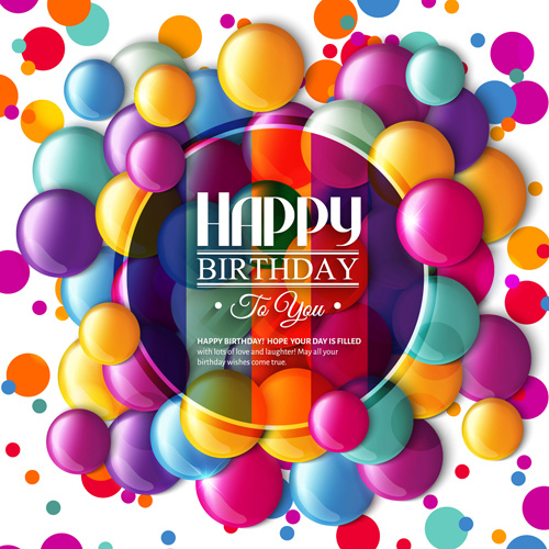 tarjeta de cumpleaños exquisito con el vector de globos de colores