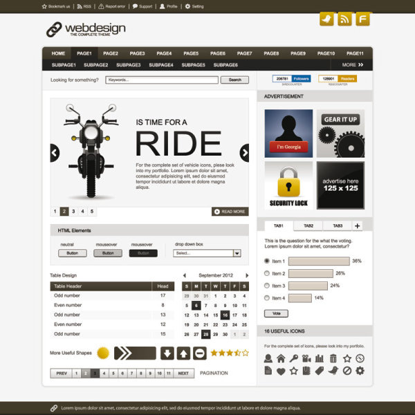 Mẫu thiết kế web tuyệt vời của vector EPS
