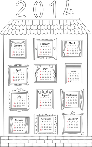 exquisite14 calendari creativo vettoriale